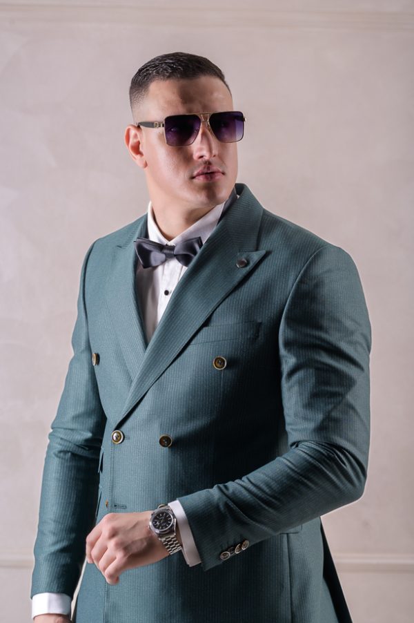 Costum bărbătesc casual cu 3 piese, croi slim fit și țesătură respirabilă, stil elegant – D1008