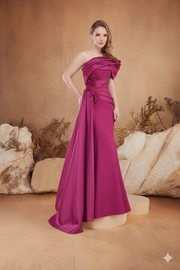 Rochie lungă de seară cu cupe push-up, corset și fermoar ascuns la spate, stil de seară, pentru evenimente – Cod 3140