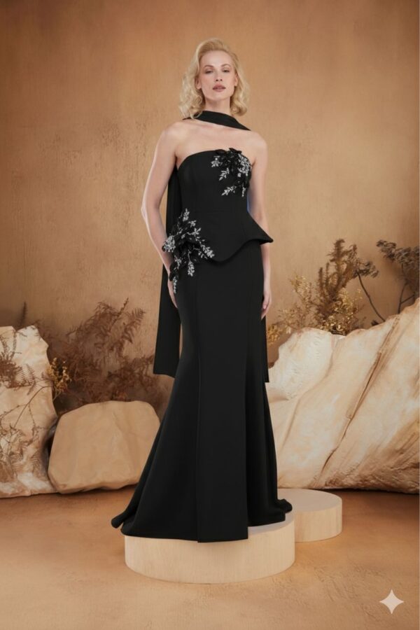 Rochie lungă de seară cu cupe push-up, corset și fermoar ascuns la spate, stil de seară, pentru evenimente – Cod 3185