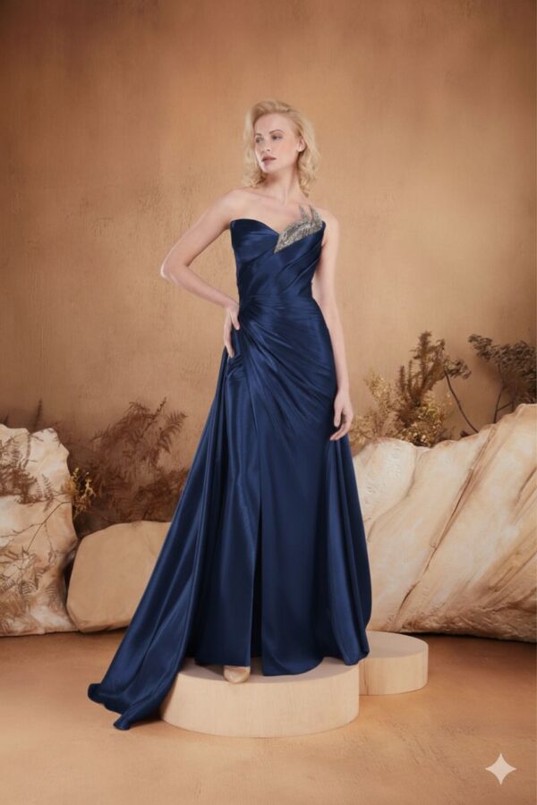 Rochie lungă de seară cu cupe push-up, corset și fermoar ascuns la spate, stil de seară, pentru evenimente – Cod 3123