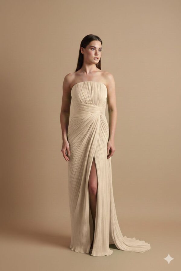 Rochie lungă de seară cu cupe push-up, corset și fermoar ascuns la spate, stil de seară, pentru evenimente – Cod 3135