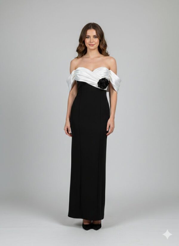 Rochie lungă elegantă cu cupe push-up, corset și fermoar ascuns la spate, linie plus size, pentru evenimente – Cod 9786