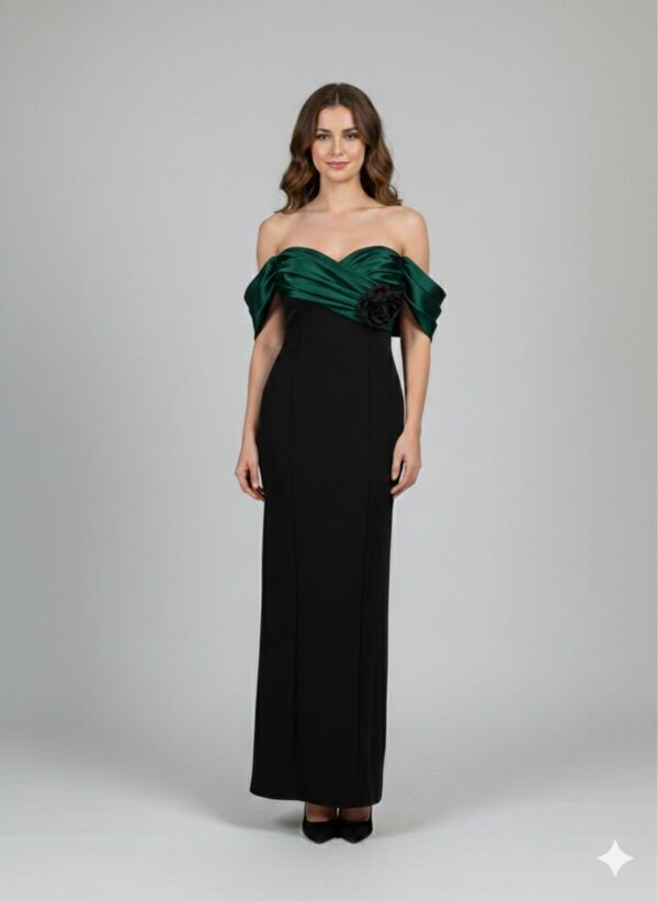 Rochie lungă elegantă cu cupe push-up, corset și fermoar ascuns la spate, linie plus size, pentru evenimente – Cod 9786