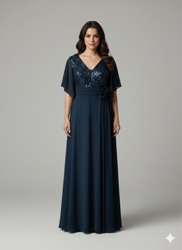 Rochie lungă elegantă cu cupe push-up, corset și fermoar ascuns la spate, linie plus size, pentru evenimente – Cod 2903