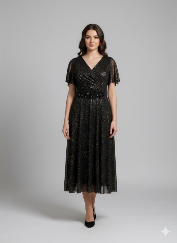 Rochie scurtă elegantă cu cupe push-up, corset și fermoar ascuns la spate, linie plus size, pentru evenimente – Cod 2872