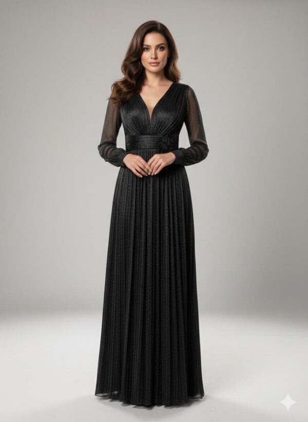 Rochie lungă elegantă cu cupe push-up, corset și fermoar ascuns la spate, linie plus size, pentru evenimente – Cod 2905