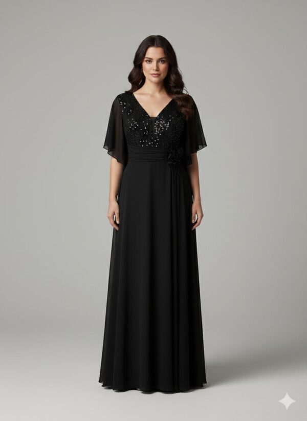 Rochie lungă elegantă cu cupe push-up, corset și fermoar ascuns la spate, linie plus size, pentru evenimente – Cod 2903