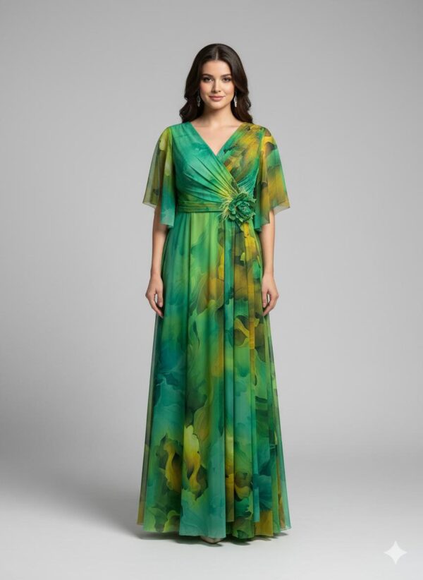 Rochie lungă elegantă cu cupe push-up, corset și fermoar ascuns la spate, linie plus size, pentru evenimente – Cod 2871