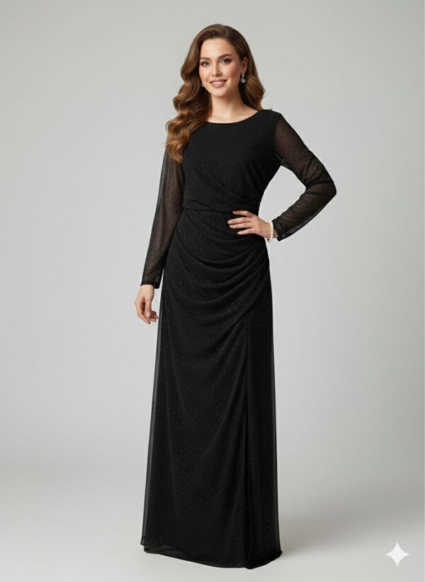 Rochie lungă elegantă cu cupe push-up, corset și fermoar ascuns la spate, linie plus size, pentru evenimente – Cod 9497