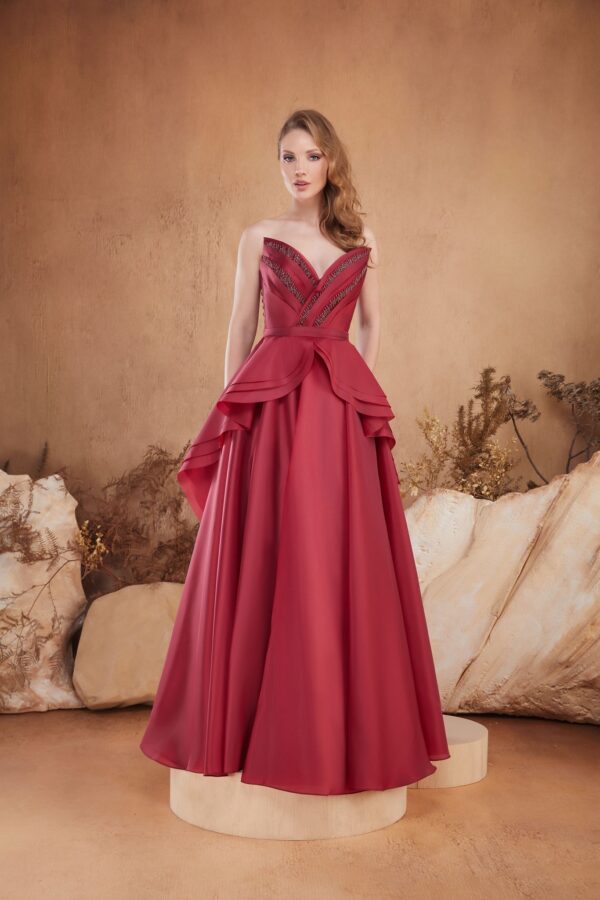 Rochie lungă de seară cu cupe push-up, corset și fermoar ascuns la spate, stil de seară, pentru evenimente – Cod 3236