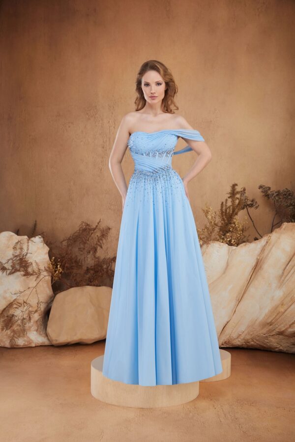 Rochie lungă de seară cu cupe push-up, corset și fermoar ascuns la spate, stil de seară, pentru evenimente – Cod 3168