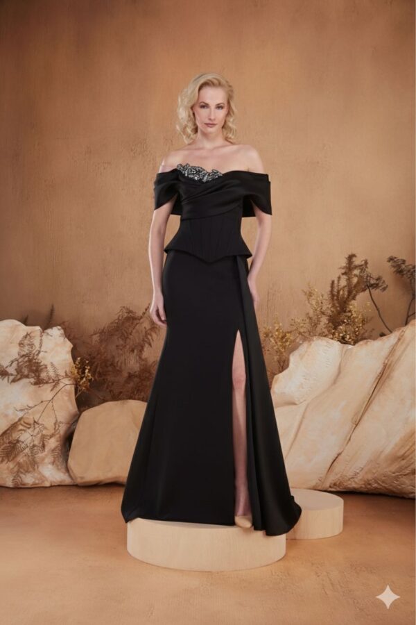 Rochie lungă de seară cu cupe push-up, corset și fermoar ascuns la spate, stil de seară, pentru evenimente – Cod 3201