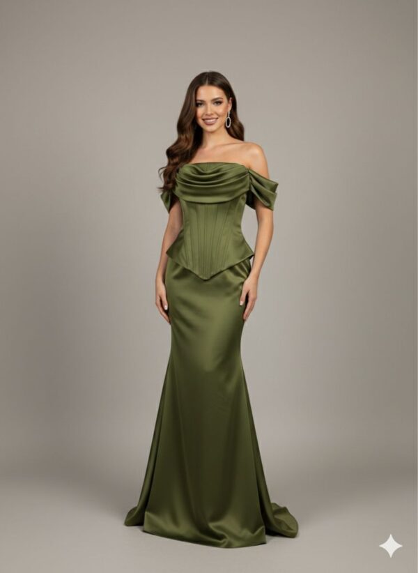 Rochie lungă elegantă cu cupe push-up, corset și fermoar ascuns la spate, stil elegant, pentru evenimente – Cod 9798