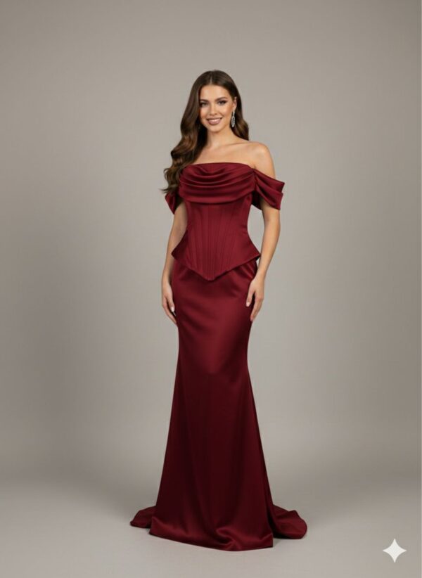 Rochie lungă elegantă cu cupe push-up, corset și fermoar ascuns la spate, stil elegant, pentru evenimente – Cod 9798