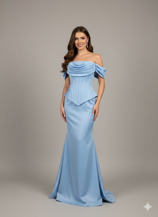 Rochie lungă elegantă cu cupe push-up, corset și fermoar ascuns la spate, stil elegant, pentru evenimente – Cod 9798