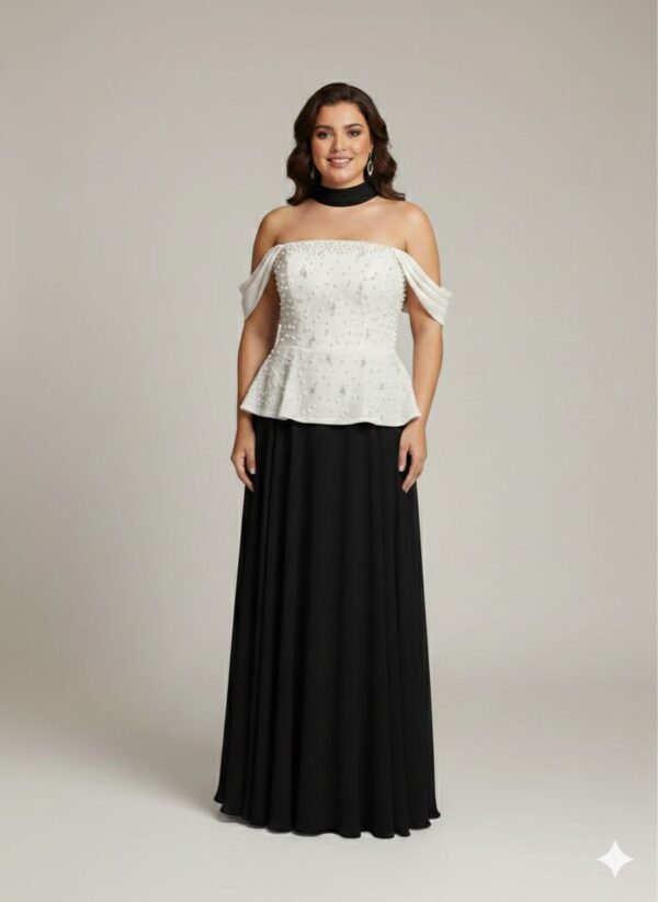 Rochie lungă elegantă cu cupe push-up, corset și fermoar ascuns la spate, linie plus size, pentru evenimente – Cod 9793