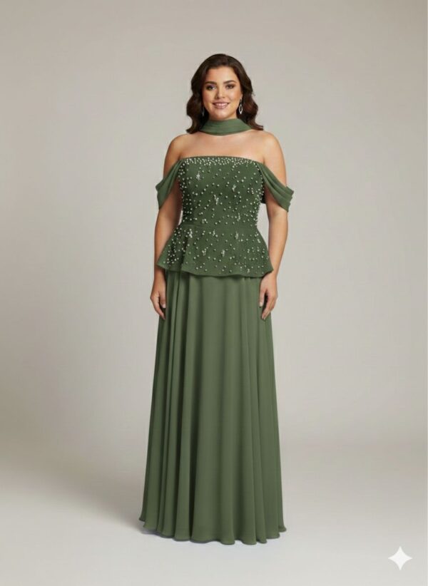 Rochie lungă elegantă cu cupe push-up, corset și fermoar ascuns la spate, linie plus size, pentru evenimente – Cod 9793