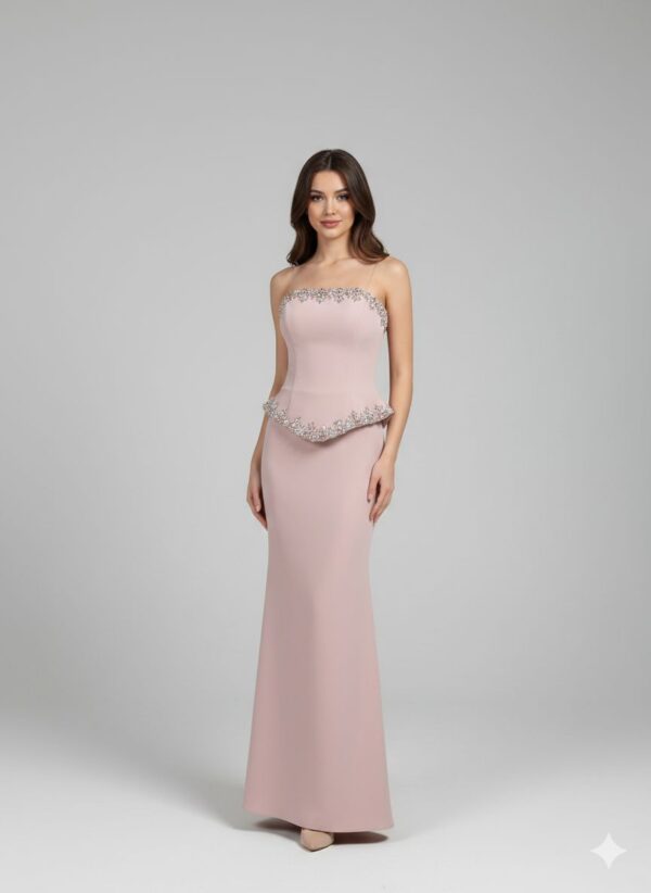 Rochie lungă elegantă cu cupe push-up, corset și fermoar ascuns la spate, stil elegant, pentru evenimente – Cod 9810