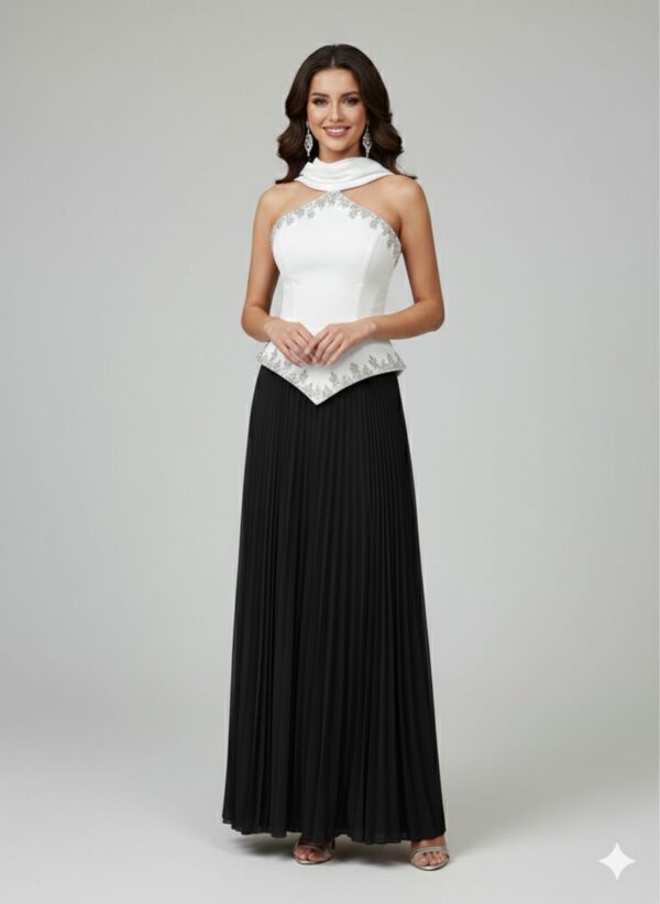 Rochie lungă elegantă cu cupe push-up, corset și fermoar ascuns la spate, stil elegant, pentru evenimente – Cod 9795