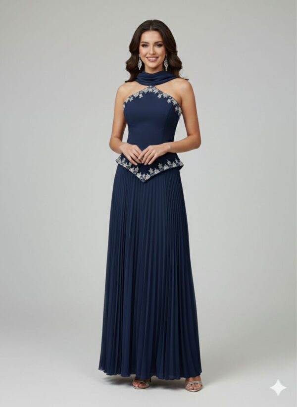 Rochie lungă elegantă cu cupe push-up, corset și fermoar ascuns la spate, stil elegant, pentru evenimente – Cod 9795