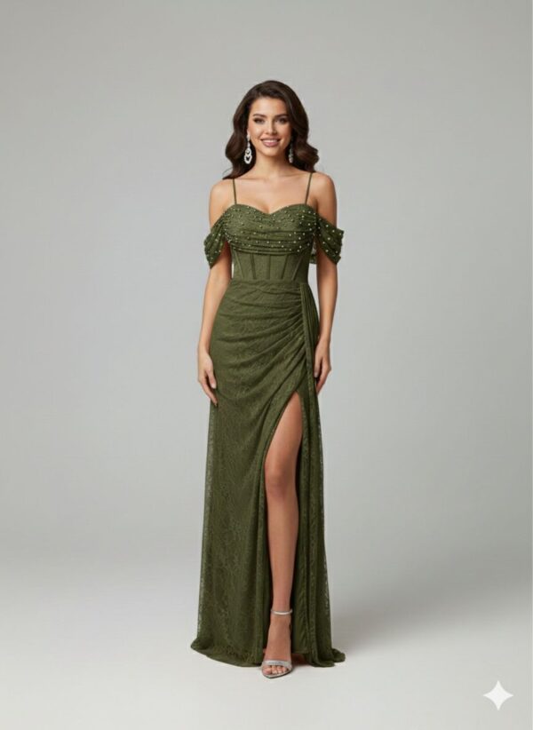 Rochie lungă elegantă cu cupe push-up, corset și fermoar ascuns la spate, stil elegant, pentru evenimente – Cod 9808