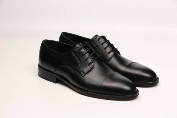 Pantofi bărbătești de ocazie cu piele naturală, talpă interioară moale și construcție ergonomică, stil formal – Negru Mat