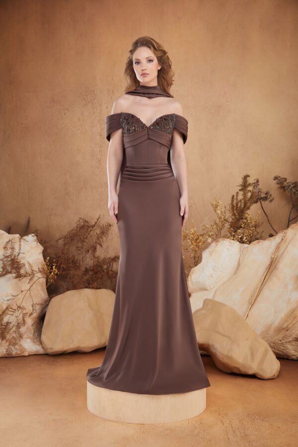 Rochie lungă de seară cu cupe push-up, corset și fermoar ascuns la spate, stil de seară, pentru evenimente – Cod 3239