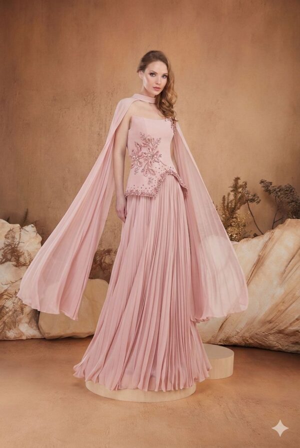 Rochie lungă de seară cu cupe push-up, corset și fermoar ascuns la spate, stil de seară, pentru evenimente – Cod 3195