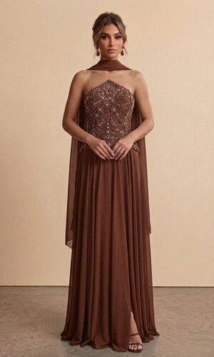 Rochie lungă elegantă cu cupe push-up, corset și fermoar ascuns la spate, stil elegant, pentru evenimente – Cod 9799